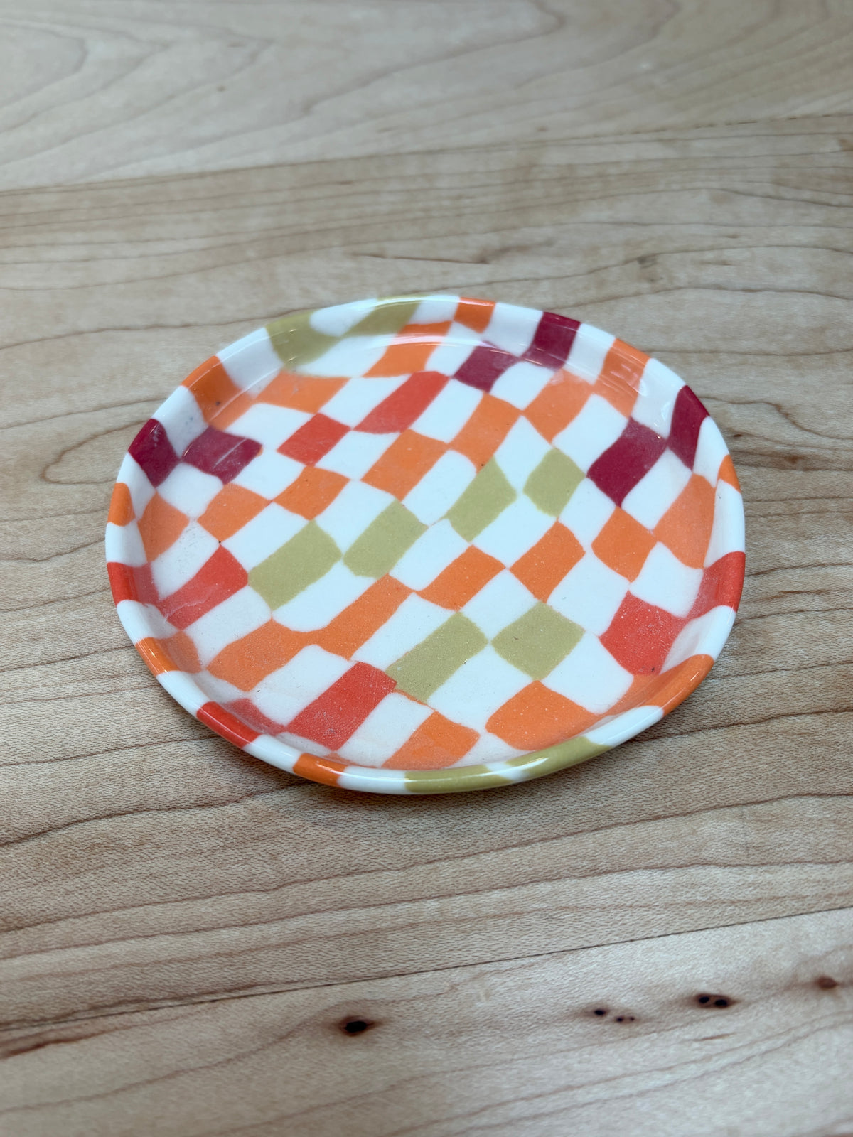Victoria Rickson Mini Plate Orange Checkers