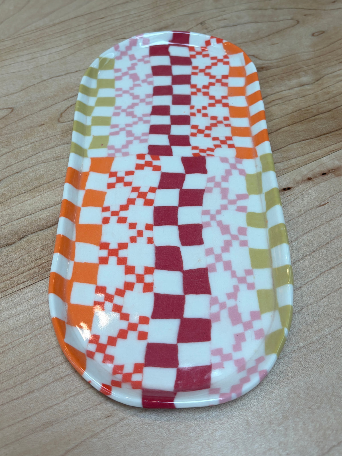 Victoria Rickson Oval Plate Orange Squares