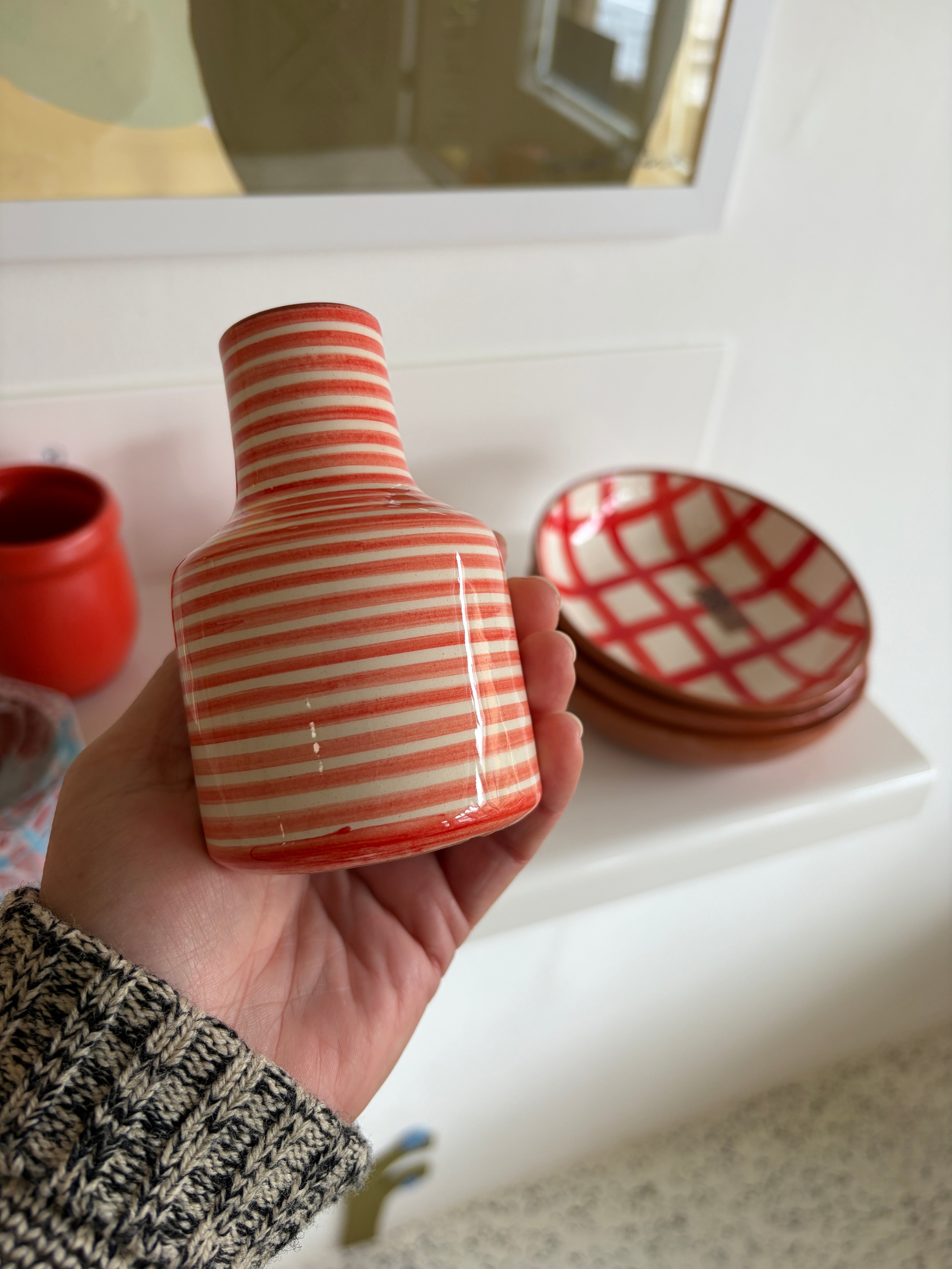 Casa Cubista Stripe Carafe Red