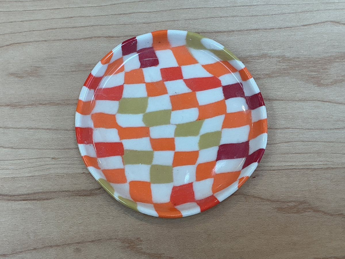 Victoria Rickson Mini Plate Orange Checkers