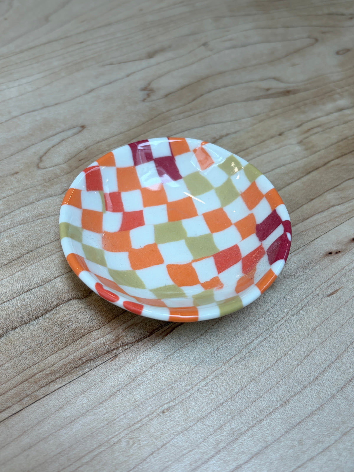 Victoria Rickson Mini Bowl Orange Checkers