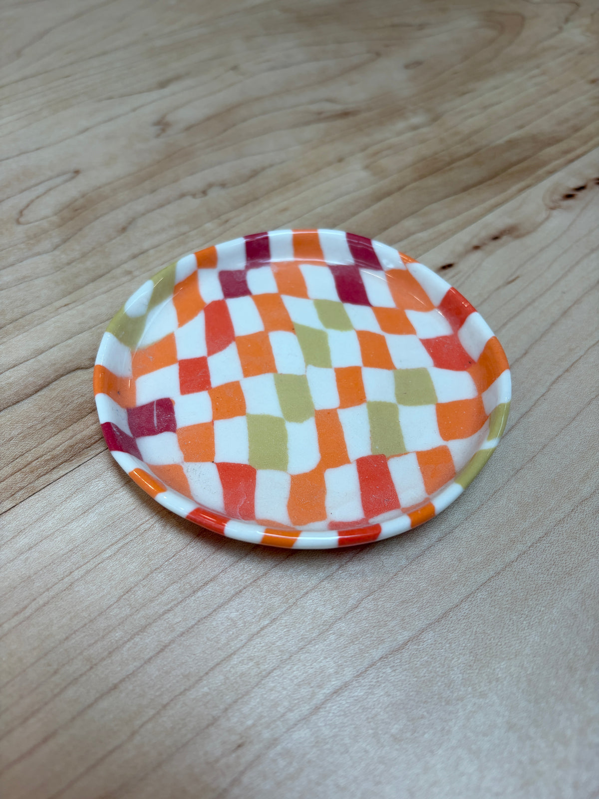 Victoria Rickson Mini Plate Orange Checkers