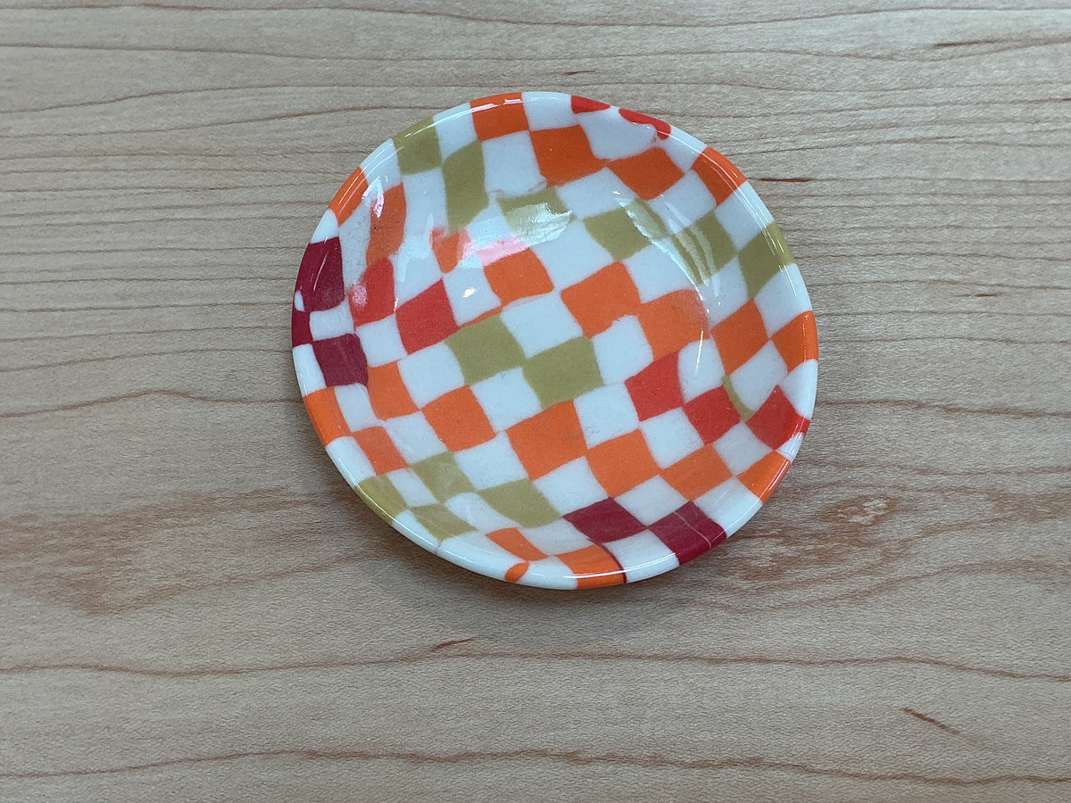 Victoria Rickson Mini Bowl Orange Checkers