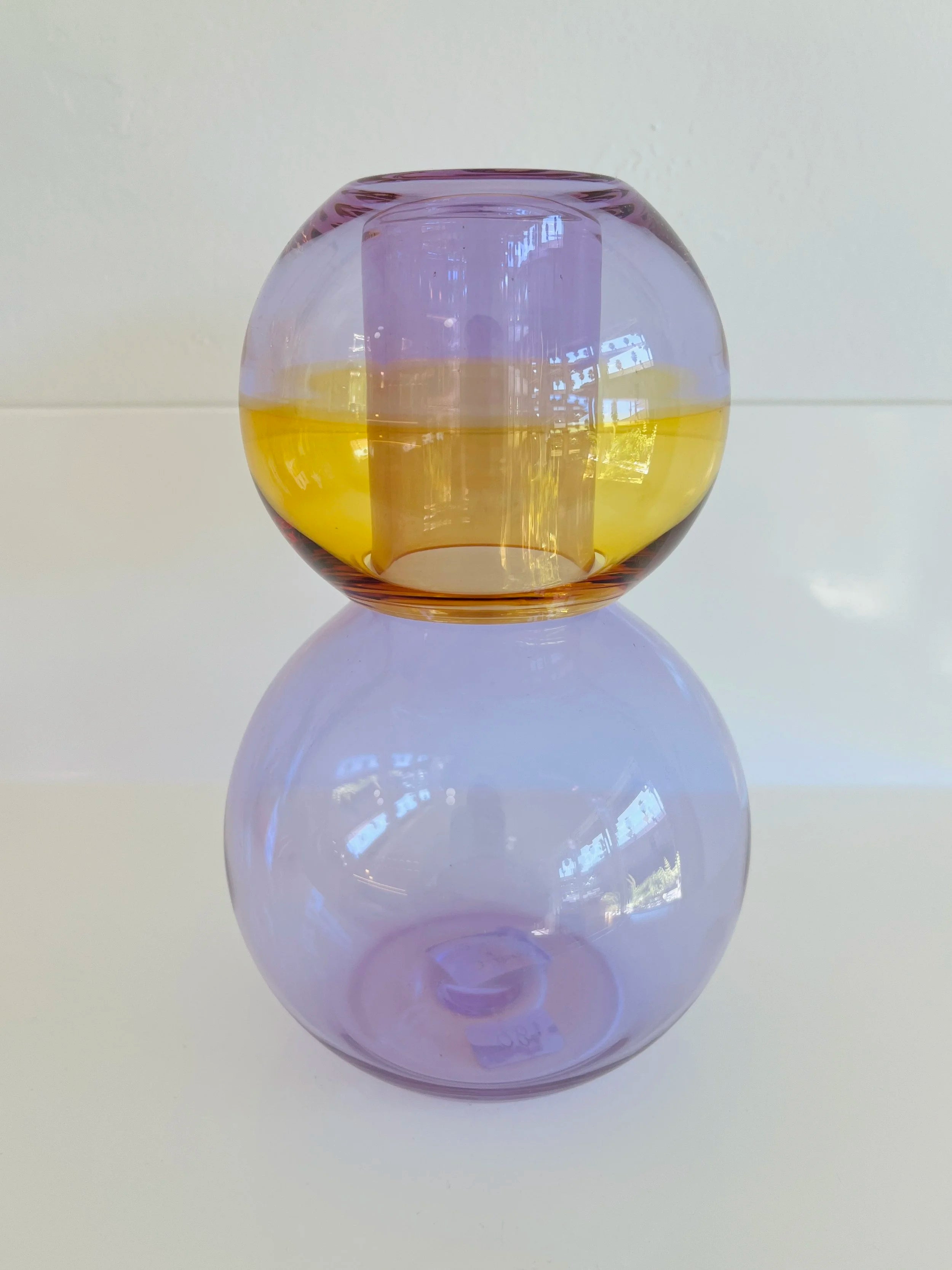 Primitive Glass Lavender/Yellow Carafe & Cup